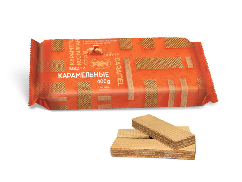 Вафли Рахат КАРАМЕЛЬНЫЕ пп/пл 400гр.1*9